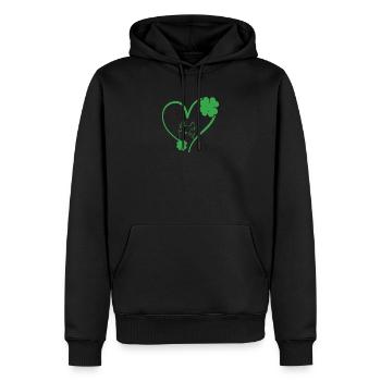 Katze Silhouette Kleeblatt St Patricks Day - Männer Premium Bio Hoodie - Schwarz - Vorne - Nico (187cm)