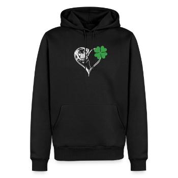 Carlin irlandais visage trèfle - Sweat à capuche Premium bio Homme - noir - Devant - Nico (187cm)