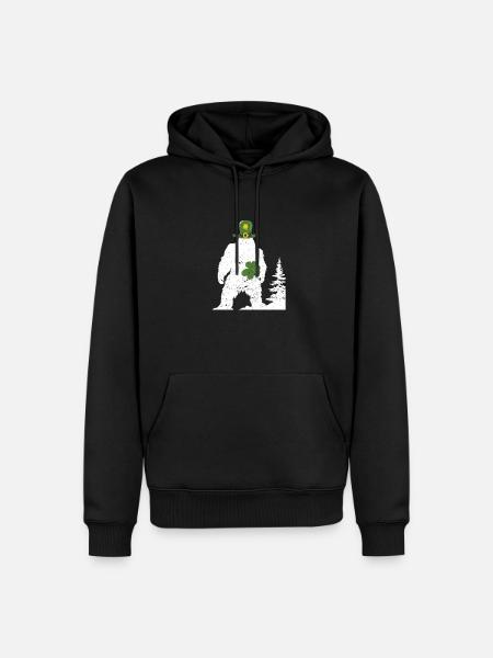 Irish Bigfoot Sasquatch Shamrock Funny - Men’s Premium Organic Hoodie - black