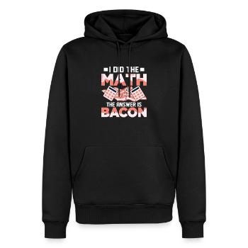 J’ai fait le calcul La réponse est le bacon, la viande de porc, le jambon - Sweat à capuche Premium bio Homme - noir - Devant - Nico (187cm)