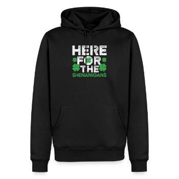 Hier für die Shenanigans Lucky St. Patrick's Day - Männer Premium Bio Hoodie - Schwarz - Vorne - Nico (187cm)