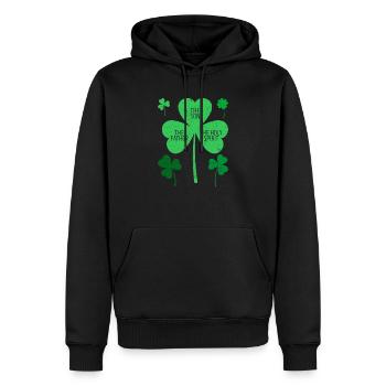 Catholique Religieux Irlandais Shamrock Chrétien - Sweat à capuche Premium bio Homme - noir - Devant - Nico (187cm)