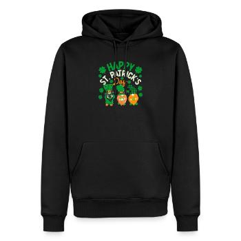 Trois Gnomes irlandais trèfle St Patrick jour chanceux - Sweat à capuche Premium bio Homme - noir - Devant - Nico (187cm)