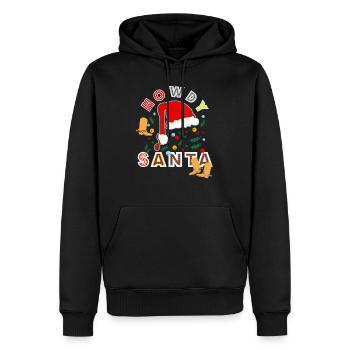 Noël - Salut Père Noël - Bonnet rouge - Sweat à capuche Premium bio Homme - noir - Devant - Nico (187cm)