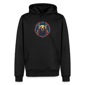 Grizzly ours en ornement, ours d’amour - Sweat à capuche Premium bio Homme - noir - Devant - Nico (187cm)