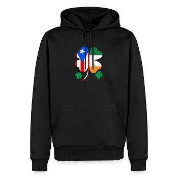 Drapeau portoricain irlandais trèfle d’Irlande - Sweat à capuche Premium bio Homme - noir - Devant - Nico (187cm)
