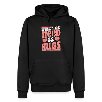 Owl You Need Is Hugs Nocturnal Bird Night Owls - Männer Premium Bio Hoodie - Schwarz - Vorne - Nico (187cm)