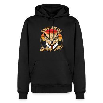 Whooo Are You Looking At? Nocturnal Bird Night Owl - Männer Premium Bio Hoodie - Schwarz - Vorne - Nico (187cm)