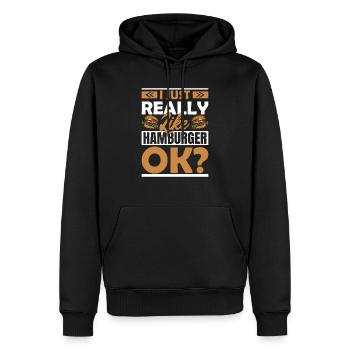 I Just Really Like Hamburger, Ok? Burger Food Meat - Männer Premium Bio Hoodie - Schwarz - Vorne - Nico (187cm)