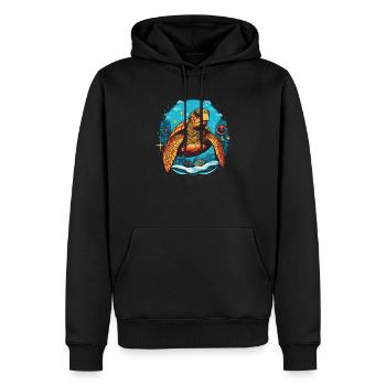 Tortue de mer avec Noël, tortues d’amour - Sweat à capuche Premium bio Homme - noir - Devant - Nico (187cm)
