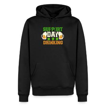 Support Day Drinking Irish Shamrock Funny - Men’s Premium Organic Hoodie - black - Front - Nico (187cm)