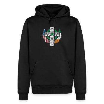 Irisch Amerikanisch USA Flagge Keltisches Kreuz - Männer Premium Bio Hoodie - Schwarz - Vorne - Nico (187cm)