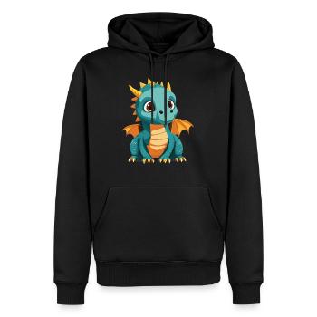 Süsser Baby Drache im Cartoon Style - Männer Premium Bio Hoodie - Schwarz - Vorne - Nico (187cm)