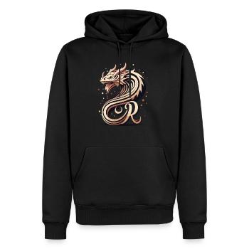 Buchstabe R mit Drache - Männer Premium Bio Hoodie - Schwarz - Vorne - Nico (187cm)