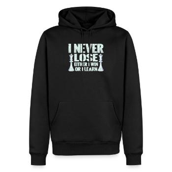 Ich verliere nie, entweder ich gewinne oder ich - Männer Premium Bio Hoodie - Schwarz - Vorne - Nico (187cm)