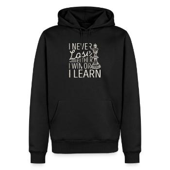 Ich verliere nie, entweder ich gewinne oder ich - Männer Premium Bio Hoodie - Schwarz - Vorne - Nico (187cm)