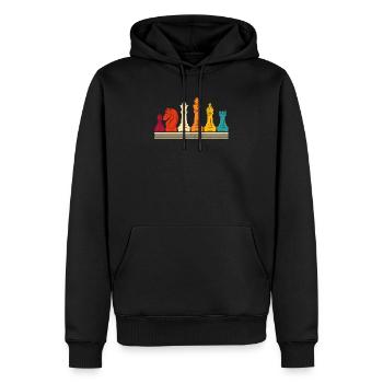 Schachspieler Silhouette Retro Vintage Strategisch - Männer Premium Bio Hoodie - Schwarz - Vorne - Nico (187cm)