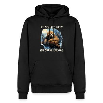 Je ne dors pas, j’économise de l’énergie, paresseux - Sweat à capuche Premium bio Homme - noir - Devant - Nico (187cm)