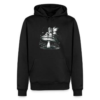 Fée de conte de fées sur champignon - Sweat à capuche Premium bio Homme - noir - Devant - Nico (187cm)