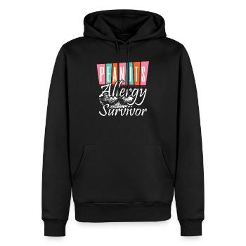 Sensibilisation aux survivants de l’allergie aux arachides Allergique aux noix - Sweat à capuche Premium bio Homme - noir - Devant - Nico (187cm)