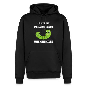 Chenilles insecte Amour petite chenille - Sweat à capuche Premium bio Homme - noir - Devant - Nico (187cm)
