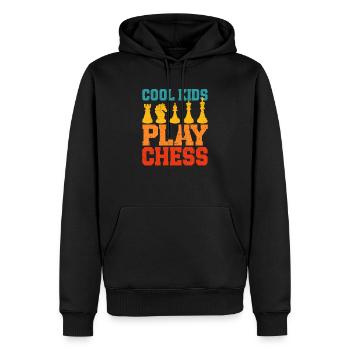 Des enfants cool jouant aux échecs drôle de joueur d’échecs - Sweat à capuche Premium bio Homme - noir - Devant - Nico (187cm)