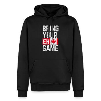 Bring Your Eh Game Canadian Flag Canada Pride - Men’s Premium Organic Hoodie - black - Front - Nico (187cm)