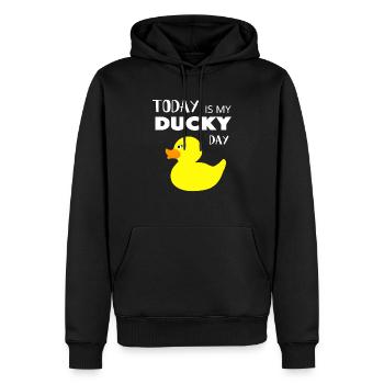 Aujourd’hui, c’est mon jour de canard I cadeau de jour chanceux - Sweat à capuche Premium bio Homme - noir - Devant - Nico (187cm)