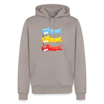 Journée des enfants Japon Carpe Poisson Japonais Journée des garçons - Sweat à capuche Premium bio Homme - taupe - Devant - Nico (187cm)