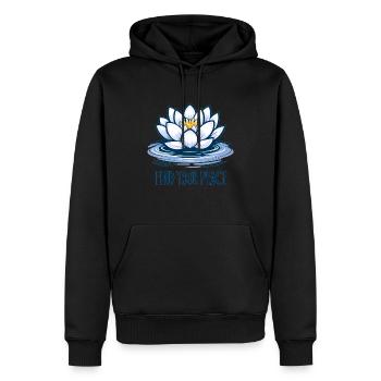 Fleur de lotus sur l’eau - Sweat à capuche Premium bio Homme - noir - Devant - Nico (187cm)