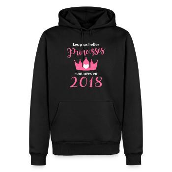 Les plus belles princess sont nees en 2018 - Sweat à capuche Premium bio Homme - noir - Devant - Nico (187cm)