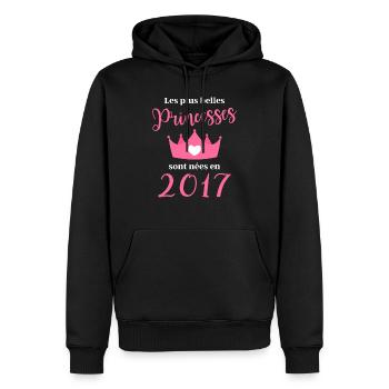 Les plus belles princess sont nees en 2017 - Sweat à capuche Premium bio Homme - noir - Devant - Nico (187cm)
