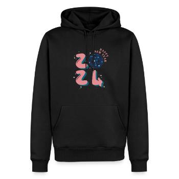 Bonne année 2024 - Sweat à capuche Premium bio Homme - noir - Devant - Nico (187cm)