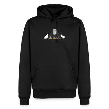 Funny Chess Player Board Game Coach Dog - Men’s Premium Organic Hoodie - black - Front - Nico (187cm)