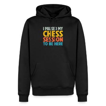J’ai interrompu ma session d’échecs pour rester ici - Sweat à capuche Premium bio Homme - noir - Devant - Nico (187cm)