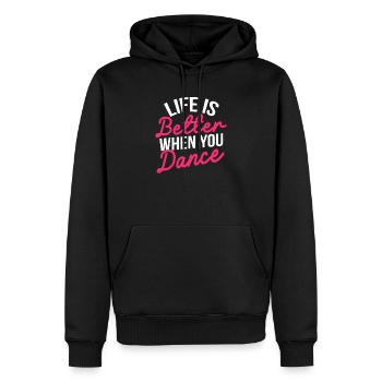 La vie est plus belle quand on danse. Jollier - Sweat à capuche Premium bio Homme - noir - Devant - Nico (187cm)