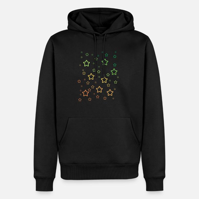 Regenbogen-Sterne - Männer Premium Bio Hoodie - Schwarz
