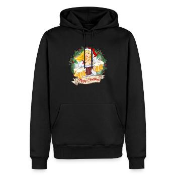 Weihnacht`s T-Shirt Frau mit Bier - Männer Premium Bio Hoodie - Schwarz - Vorne - Nico (187cm)
