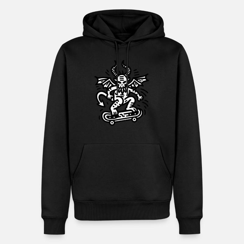 Devil Skateboard Doodle - Sweat à capuche Premium bio Homme - noir