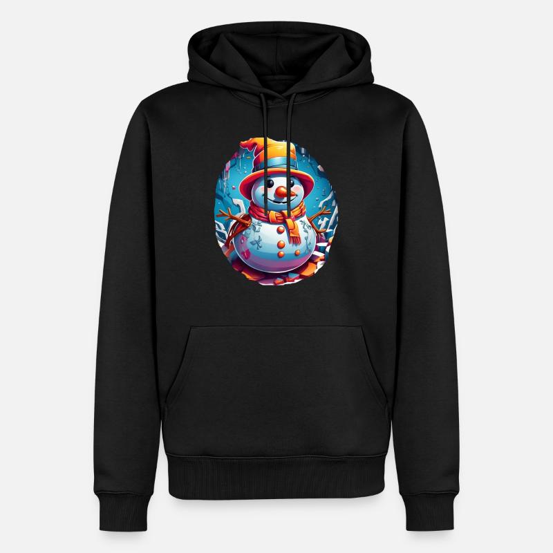 Schneemann, Schneemann - Männer Premium Bio Hoodie - Schwarz