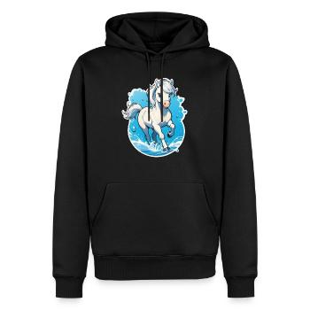 Galoppierendes Pferd - Reiten - Männer Premium Bio Hoodie - Schwarz - Vorne - Nico (187cm)