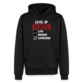 Niveau de l’horoscope sauvage du Capricorne Anniversaire - Sweat à capuche Premium bio Homme - noir - Devant - Nico (187cm)