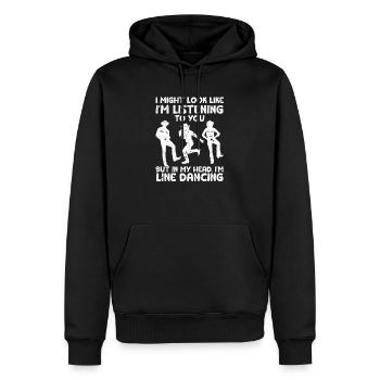 J’ai peut-être l’air de vous donner - Sweat à capuche Premium bio Homme - noir - Devant - Nico (187cm)
