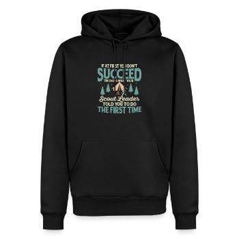Scout Leader Wisdom: First Time Success Tee - Männer Premium Bio Hoodie - Schwarz - Vorne - Nico (187cm)