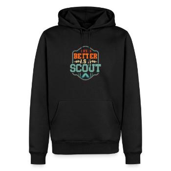 T-shirt Scout Life Perfection : Better Adventures - Sweat à capuche Premium bio Homme - noir - Devant - Nico (187cm)