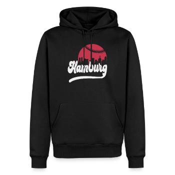 Ligne d’horizon du baseball Hambourg - Sweat à capuche Premium bio Homme - noir - Devant - Nico (187cm)