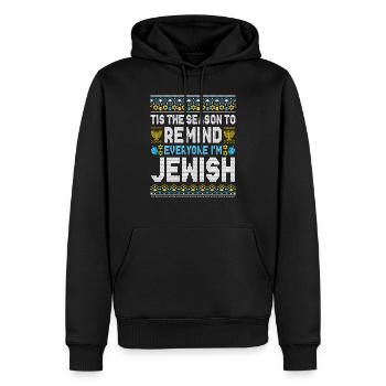 Hanoukka drôle disant cadeau - Sweat à capuche Premium bio Homme - noir - Devant - Nico (187cm)