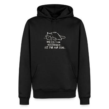 faule Katze mir egal Spruch Faulenzer Geschenkidee - Männer Premium Bio Hoodie - Schwarz - Vorne - Nico (187cm)
