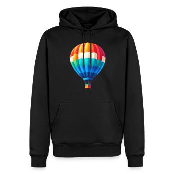 Bunter Heißluftballon im Klaren Himmel - Männer Premium Bio Hoodie - Schwarz - Vorne - Nico (187cm)