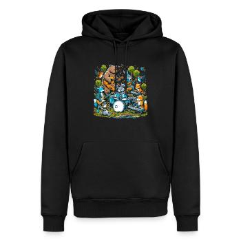 Tierband im Wald - Männer Premium Bio Hoodie - Schwarz - Vorne - Nico (187cm)